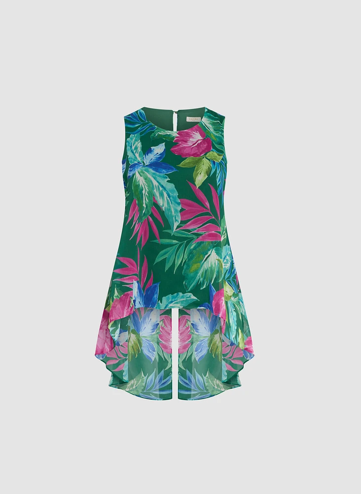 Haut à motif tropical ouvert l'arrière