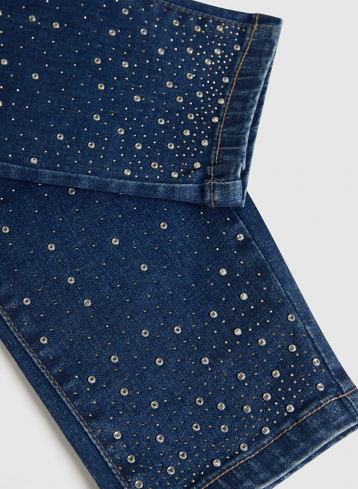 Rhinestone Embellished Slim Leg Jeans