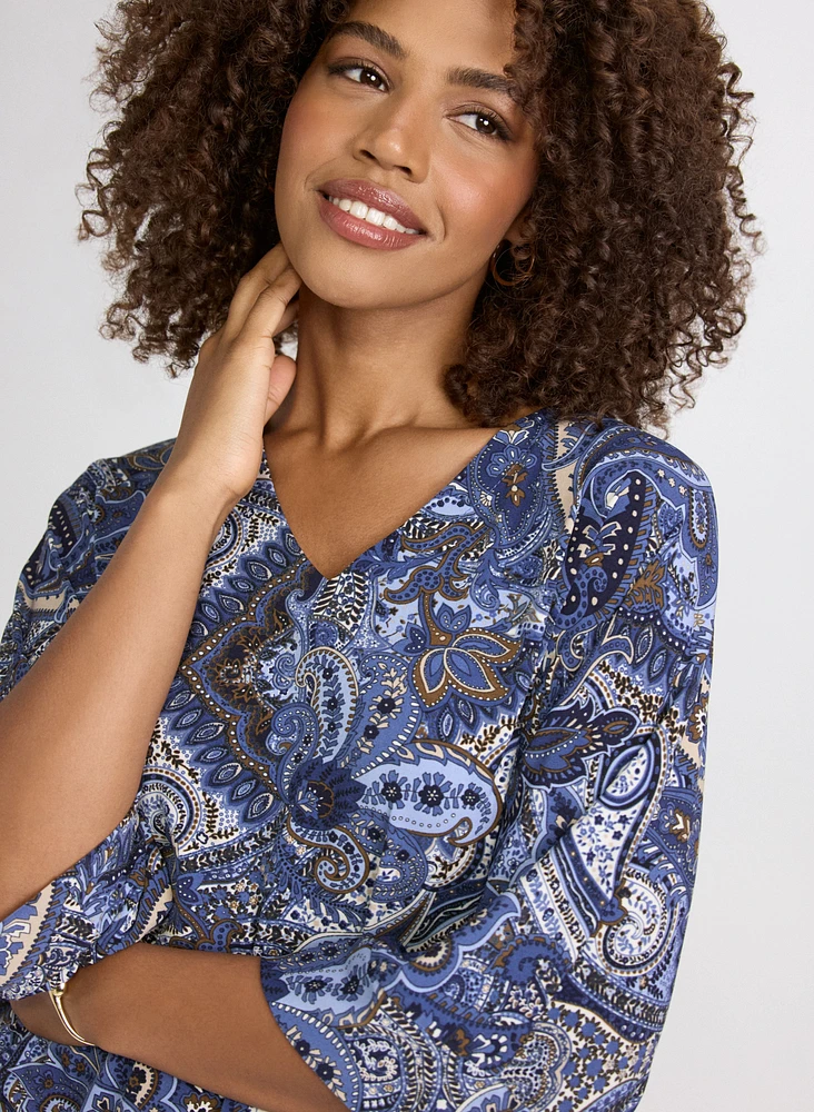 Paisley Flare Sleeve Blouse