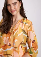 Floral Split Neck Blouse