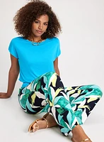 Tropical Print Pull-On Pants