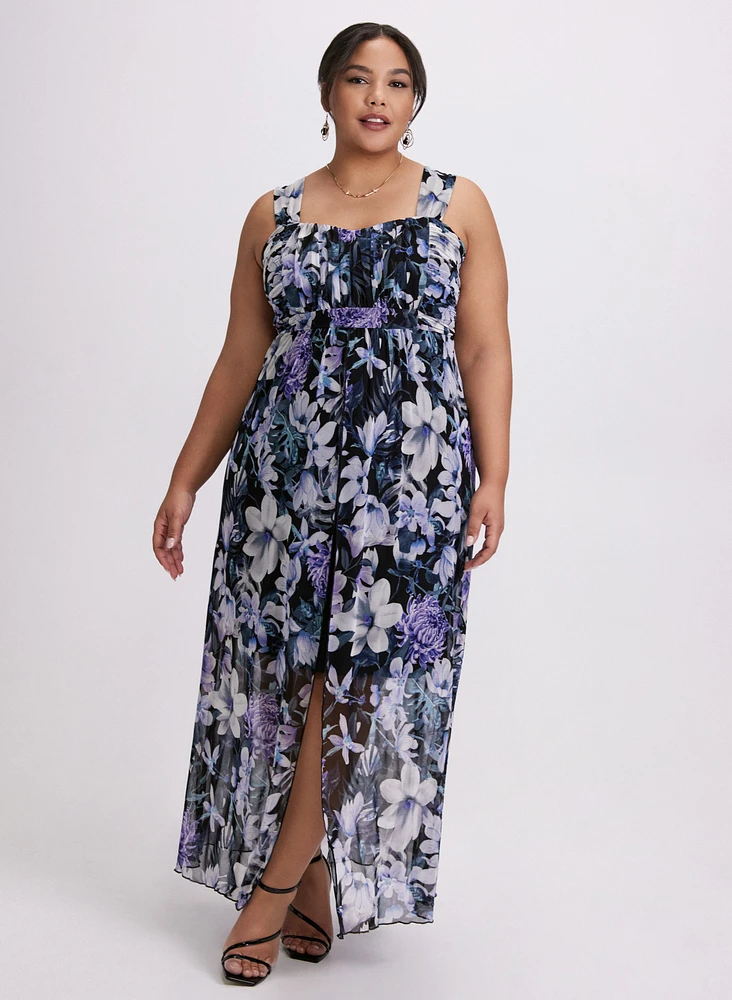 Robe maxi transparente florale
