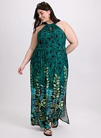 Leaf Print Maxi Dress