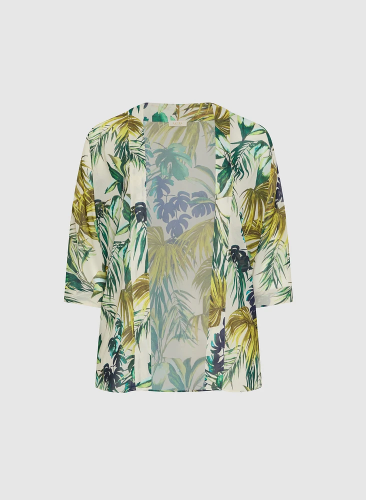Palm Print Open Blouse