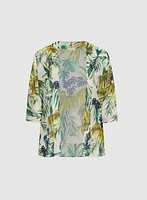 Palm Print Open Blouse