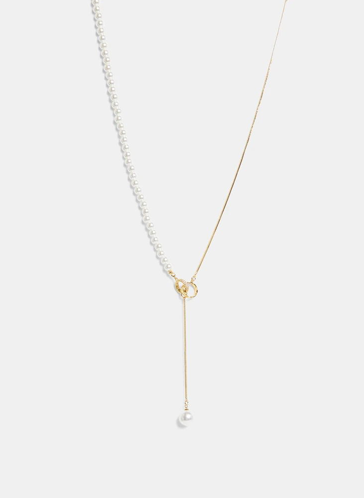 Pearl Detail Snake Chain Necklace