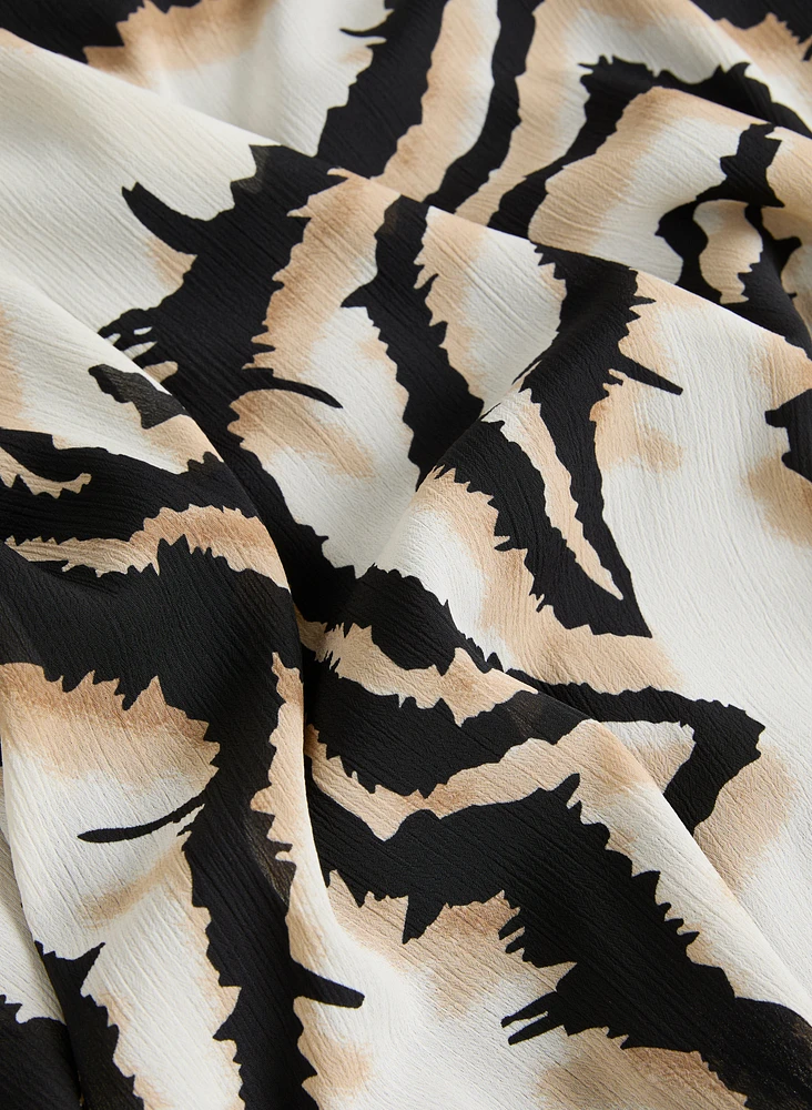 Poncho-Style Animal Print Blouse