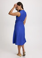 Linen-Blend Midi Shirt Dress