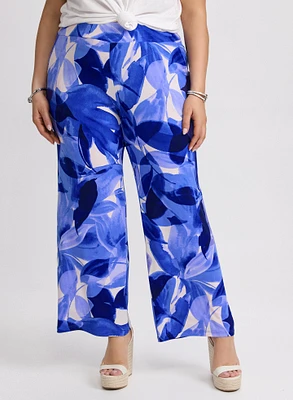 Pantalon Olivia large à motif feuilles