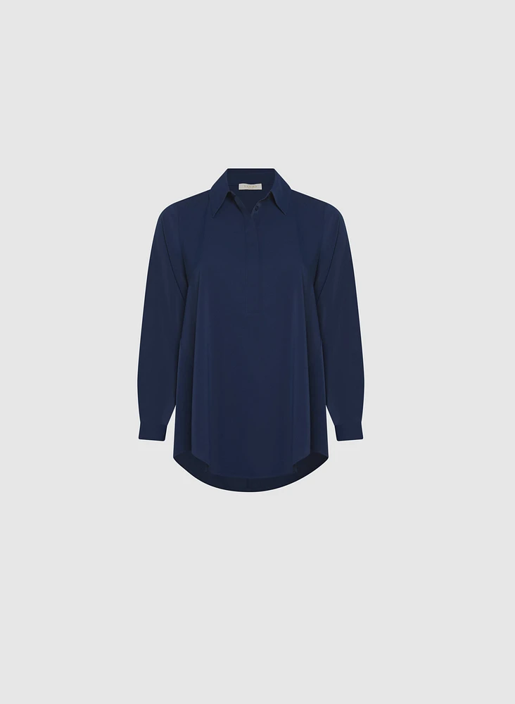 Asymmetric High-Low Hem Blouse