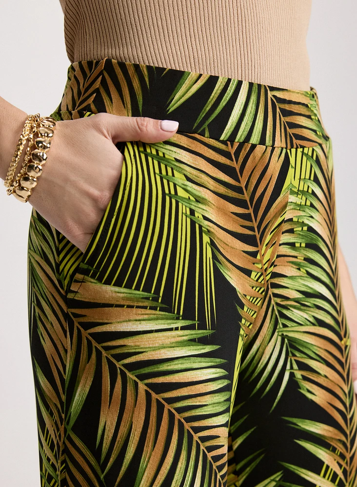 Palm Print Wide Leg Pants