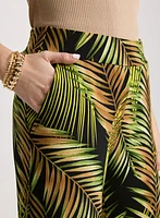 Palm Print Wide Leg Pants