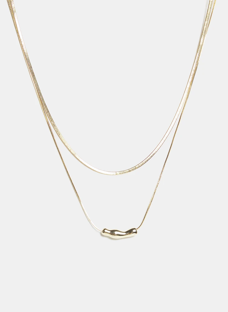Layered Barrel Pendant Necklace