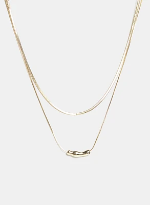Layered Barrel Pendant Necklace