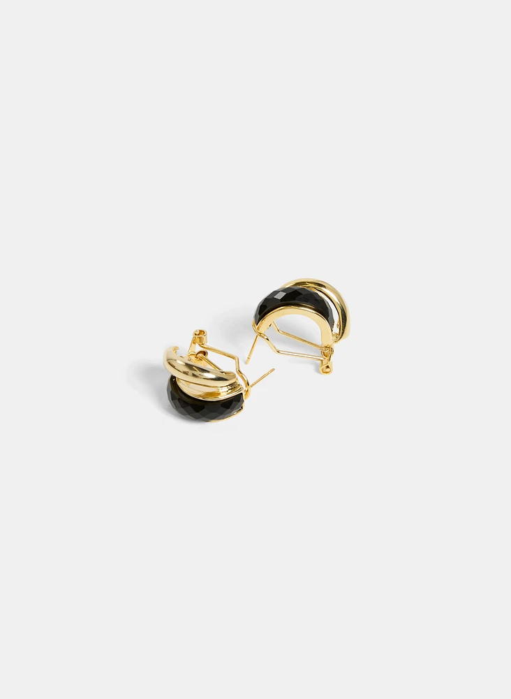 Two-Tone Crossing Hoop Earrings