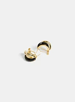 Two-Tone Crossing Hoop Earrings