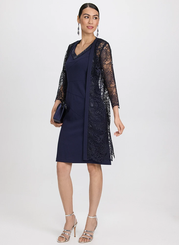 Ensemble de robe fourreau et veste en dentelle