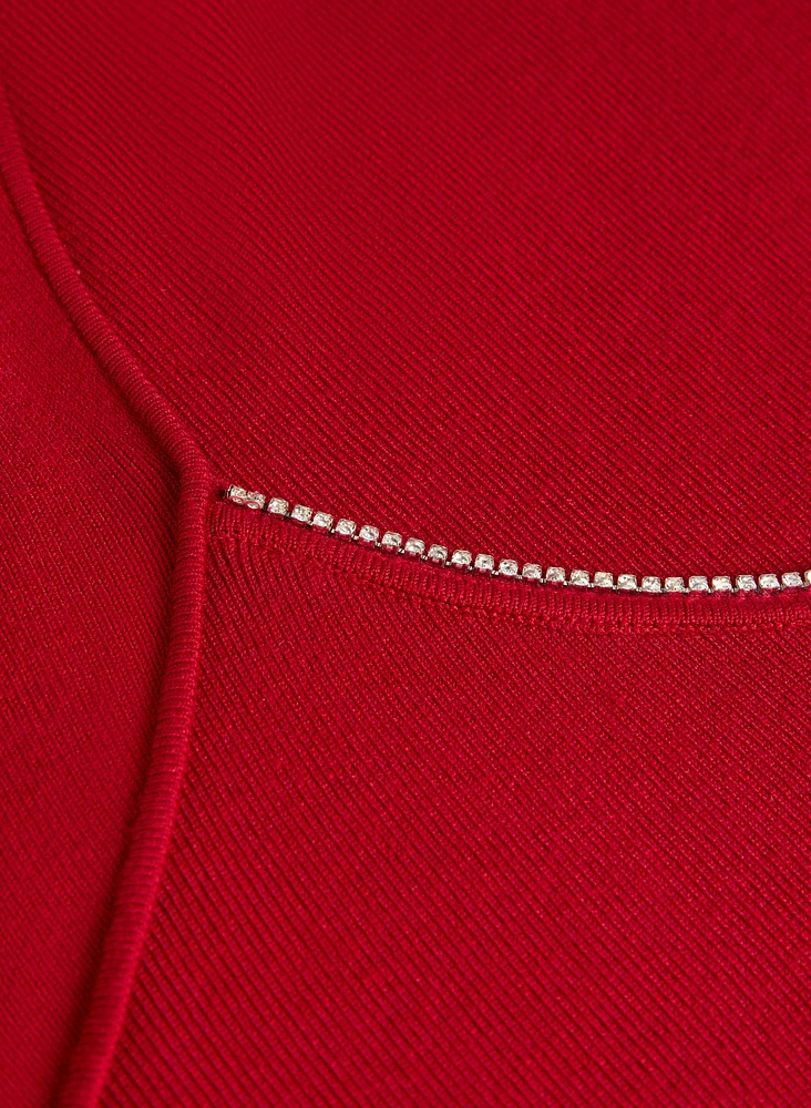 Rhinestone Trim Sweater