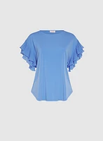 Plissé Ruffle Sleeve Top