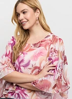 Flared Sleeve Floral Blouse