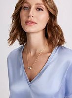 Satin V-Neck Blouse