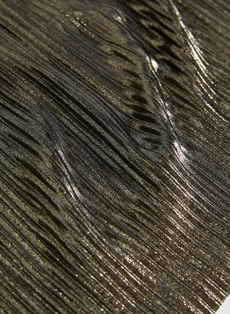 Metallic Plissé Top