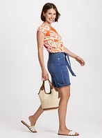 Leaf Print Cap Sleeve Top