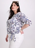 Paisley Tied-Hem Top