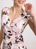 Flounced Rose Print Dress