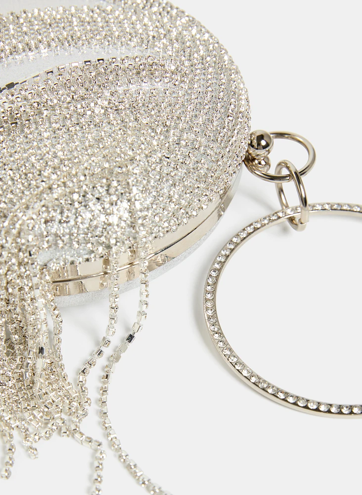 Fringed Crystal Ball Clutch