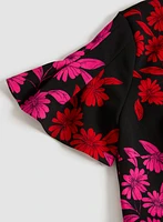 Short Crepe Floral Dress