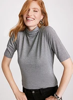 Metallic Knit Turtleneck Top