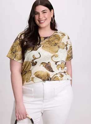 Floral Rhinestone T-Shirt