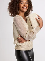 Metallic Plissé Top