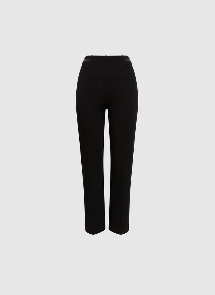 Sofia Vegan Leather Trim Straight-Leg Pants