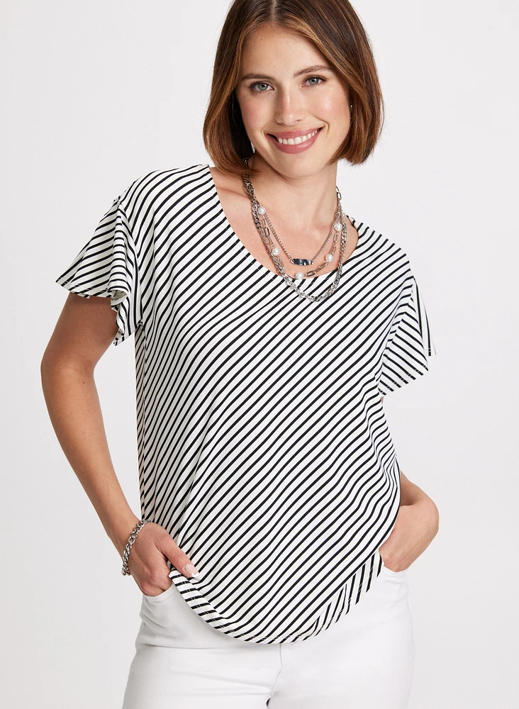 Diagonal Stripe Print Top