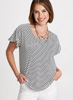 Diagonal Stripe Print Top
