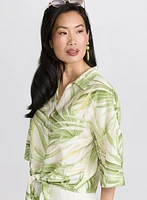 Tropical Tied-Hem Blouse