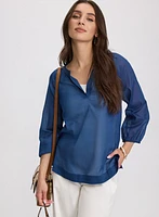 Cotton Split Neck Blouse