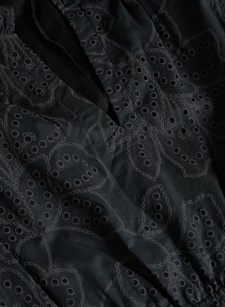 Sketched Floral Eyelet Dress