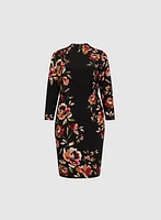 Floral Placement Mock Neck Dress
