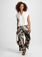 Palm Print Wide Leg Pants