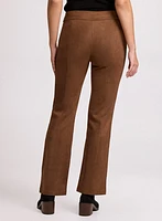 Faux Suede Straight-Leg Pants