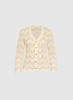 Wavy Pointelle Knit Cardigan