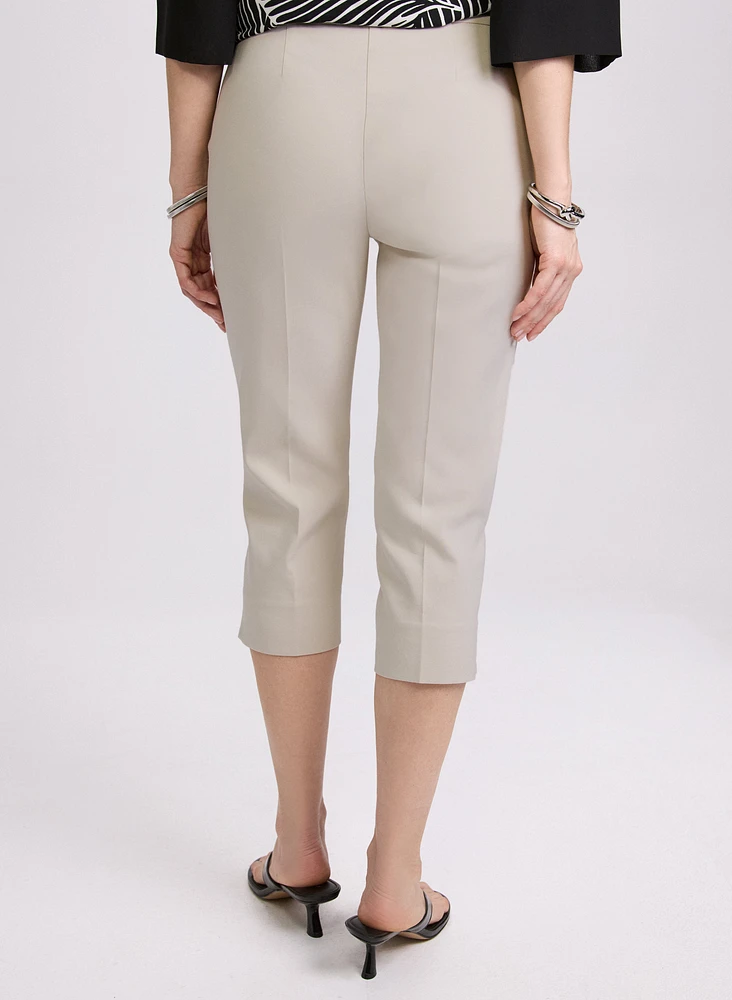 Tab Detail Slim-Leg Capris