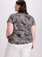 T-shirt à motif ligné abstrait
