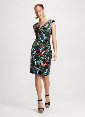 Tropical Wrap-Style Dress
