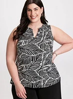 Leaf Print Sleeveless Top