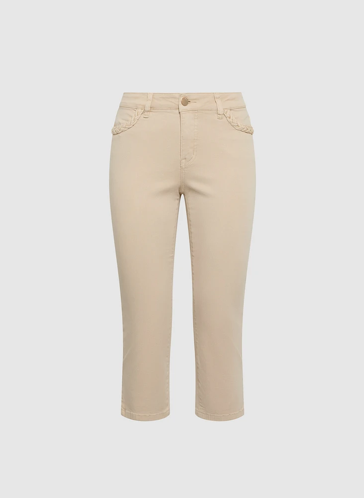 Braided Trim Denim Capris