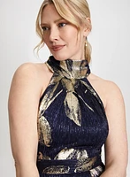 Metallic Halter Neck Dress